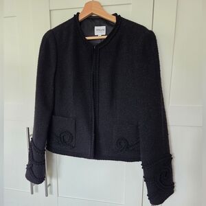 Armani Collection Cropped Tweed Elegant Black Women's Blazer Sz 8